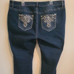 ZanaDi Womens Dark Blue Jeans 18W Denim Stretch Bootcut Bling Pockets Midrise